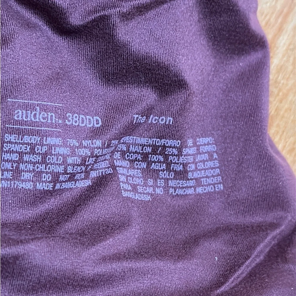 Women's Auden Superstar Lightly Lined T-Shirt Bra Underwire Size 38DDD Maroon